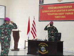 Komandan Pasmar 3 Pimpin Upacara Penutupan Latihan Satuan Lanjutan II Aspek Darat Triwulan III Tahun 2021