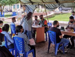 Satgas Pamrahwan Maluku Utara Tahun 2021 Yonif Raider khusus 732/Banau Melaksanakan Kegiatan Vaksinasi Covid 19