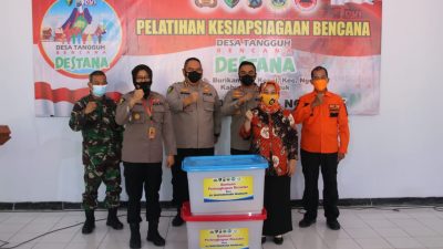 Polres dan Warga Nganjuk Ikuti Pelatihan Kesiapsiagaan Bencana yang Digelar Polda Jatim dan RS Bhayangkara