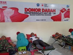 Prajurit TNI AL Dukung Donor Darah di Kabupaten Malang Dalam Rangka HUT BNN