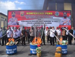 Polda Lampung, Musnahkan Ganja Dan Sabu Senilai 271,8 Milyar