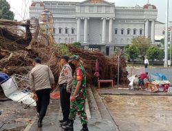 Anggota Koramil 05/Sleman Bantu Evakuasi Pohon Tumbang