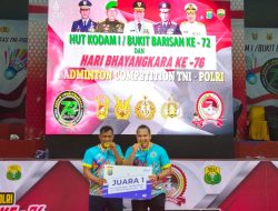 Perwakilan Ganda Putra Lantamal I Raih Juara 1 Pertandingan Badminton Hut Bhayangkara Ke- 76