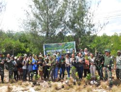 Korem 172/PWY Bersama Mahasiswa Uncen Tanam 500 Mangrove Di Pantai Enggros Abepura