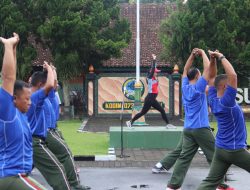 Anggota Kodim 0732/Sleman Semangat Ikuti Senam Aerobic