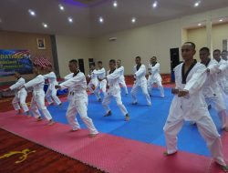 Asah Kemampuan Bela Diri Prajurit Puspomal Melaksanakan Ujian Kenaikan Tingkat Taekwondo 
