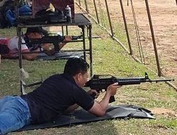 Polres Muara Enim Mengikuti Lomba Menembak Dalam Rangka HUT Ke-69 Batalyon Infanteri 141/AYJP