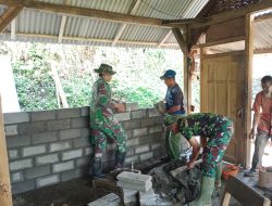 Dukung Program Pemerintah Tentang (RTLH) Babinsa Koramil 0818/03 Kasembon Lakukan Gotong Royong Bantu Warga Binaan