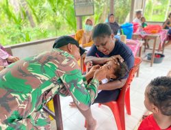 Bersama Puskesmas Arso Kota Satgas Pamtas Yonif 132/BS Sosialisasi Pencegahan Stunting Kepada Masyarakat Papua