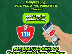 Jika healthy people membutuhkan layanan kegawat daruratan bisa langsung datang ke IGD terpadu atau hubungi PCC RSUD Provinsi NTB