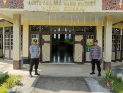 Dalam Rangka Pra Paskah Personil Polsek Air Besar Laksanakan Pengamanan Misa Rabu Abu