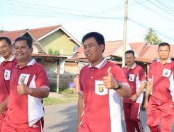 Personil Polres Muba Melaksanakan Kegiatan Jalan Santai Bersama 