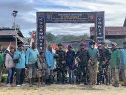 Satgas Yonif 642/KPS Silaturahmi Lembaga Garda Motor Jalur Merah Putih di Distrik Aroba