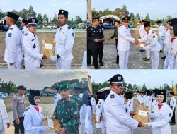Upacara Penurunan Bendera Merah Putih HUT Ke-79 dan pemberian Piagam di Mesuji Raya OKI Berlangsung Lancar