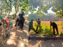 Babinsa Gotong Royong Bersihkan Lapangan, Wujudkan Desa Sehat dan Asri