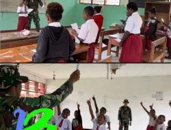 Peduli Pendidikan, Satgas Pamtas Yonif 131/BRS Mengajar Siswa di Perbatasan