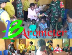 Babinsa dan Persit Koramil Kimaam Terus Memberikan PMT Kepada Anak-Anak Kampung Kiworo