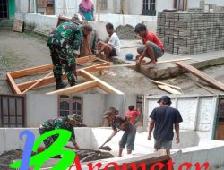 Kepedulian Babinsa Desa Bangsri Di Wilayah, Bantu Warga Bangun rumah Ibu Wagiyem