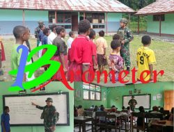 Tingkatkan Semangat Belajar Anak-Anak Perbatasan, Satgas Yonif 131/BRS Bagikan Buku Tulis