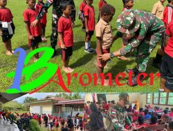 Bantu Tingkatkan Kualitas Pendidikan, Satgas Yonif 131/BRS Ajar Anak-Anak SD Inpres Pir V Yamara
