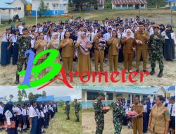 Bangkitkan Semangat Belajar, Satgas Pamtas Yonarmed 11 Kostrad Bagikan Alat Tulis di SMP N 2 Tulin Onsoi