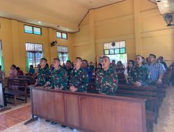 Tingkatkan Keimanan dan Ketakwaan, Satgas Yonif 131/BRS Laksanakan Ibadah Bersama Masyarakat di Gereja GKI