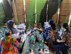 Peringati HUT ke-79 Korps Marinir TNI AL, Satgas Yonif 6 Gelar Baksos Donor Darah