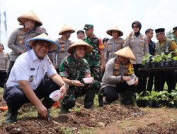 Dukung Program Nasional, Polres Metro Jakarta Barat Bersama Forkopimko Tanam Bibit di Lahan Ketahanan Pangan Joglo