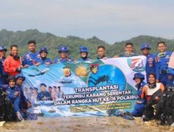 Sambut HUT ke-74, Ditpolairud Polda Aceh Gelar Transplantasi Terumbu Karang di Perairan Pulau Tuan