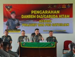 Danrem 043/Gatam Tekankan ke Prajurit dan PNS Satdisjan untuk Tingkatkan Profesionalisme Dalam Bertugas