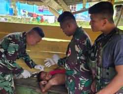 Satgas Habema Selamatkan Anak Kampung Susumuk yang Terluka Ketika Bermain di Sungai