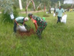 Lestarikan Lingkungan, Babinsa Desa Kemirigede Ajak Warga Hijaukan Embung Gogoniti