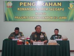 Kunker ke Denpom ll/2 Jambi, Danrem 042/Gapu: Prajurit Harus Sehat, Disiplin dan Profesional