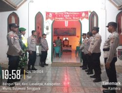 Beri Rasa Aman, Anggota Kodim 1416/Muna Amankan Malam Misa Natal di Gereja