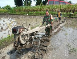 Turun Kesawah Babinsa Bendogerit Bantu Siapkan Lahan Petani