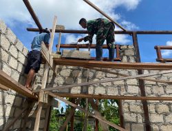 Bersama Masyarakat Yamara Di Perbatasan Papua, Satgas Yonif 131/BRS Bangun Masjid
