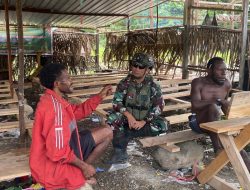 Komsos Marinir Habema Disambut Warga Kiribun