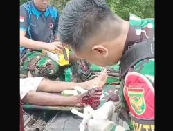 Gerak Cepat, Dokter Satgas Yonif 144/JY Tangani Korban Tabrak Lari