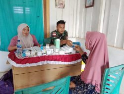 Peduli Kesehatan Lansia di Perbatasan, Satgas Yonif 144/JY dan Nakes Puskesmas Mandekman Gelar Posbindu