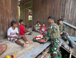 Wujud Kepedulian, Satgas Yonif 131/BRS Pos KM 76 Berikan Pelayanan Kesehatan Gratis Kepada Masyarakat Perbatsan RI-PNG