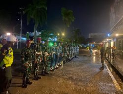 Amankan Wilayah Sorong di Malam Libur, Prajurit Denmako Pasmar 3 Laksanakan Patroli Garnizun
