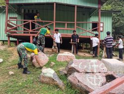 Pererat Silaturahmi, Satgas Pamtas Yonarmed 11 Kostrad Gelar Karya Bhakti di Gereja St. Petrus Labang, Nunukan