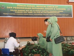 Sambut HUT Ke-79 Persit Kartika Chandra Kirana Cabang XXX Yonif 751/VJS Gelar Kegiatan Donor Darah
