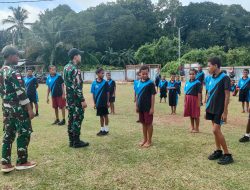 Satgas 141/AYJP Ajak Anak SD YPPK ST. Theresia Gimikya Senam Bersama