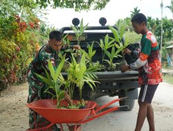 Menjaga Kelestarian Lingkungan, Satgas Yonif 131/BRS Bagikan Bibit Pohon Pinang kepada Masyarakat di Perbatasan Papua