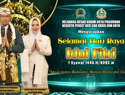Dandim 0819/Pasuruan dan Ketua Persit Kartika Chandra Kirana Cabang XXXIII Sampaikan Ucapan Selamat Idul Fitri 1446 H Mohon Maaf Lahir Batin