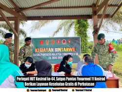 Peringati HUT Kostrad ke-64, Satgas Pamtas Yonarmed 11 Kostrad Berikan Layanan Kesehatan Gratis di Perbatasan