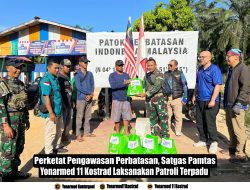 Perketat Pengawasan Perbatasan, Satgas Pamtas Yonarmed 11 Laksanakan Patroli Terpadu
