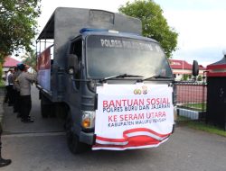 Waka Polres Buru Lepas Secara Simbolis Bantuan untuk Warga Seram Utara Pasca Bentrok Desa Sawai dan Masihulang
