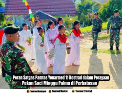 Peran Satgas Pamtas Yonarmed 11 Kostrad dalam Perayaan Pekan Suci Minggu Palma di Perbatasan